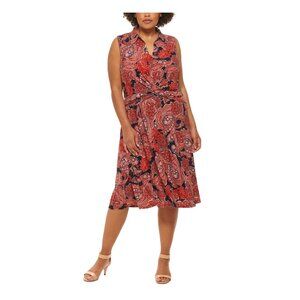 Tommy Hilfiger Paisley Print Twist Knot Midi Dress Size 16W 1X Fall Plus Size